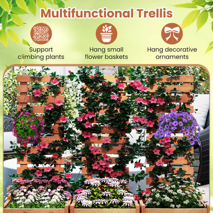 Outdoor Wooden Raised Garden Bed with Trellis, Natural Raised Garden Beds at Gallery Canada