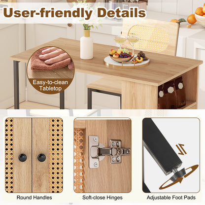 3-Piece Bar Table and Chairs Set with Storage Shelves and Footrests, Natural Dining Room Sets at Gallery Canada