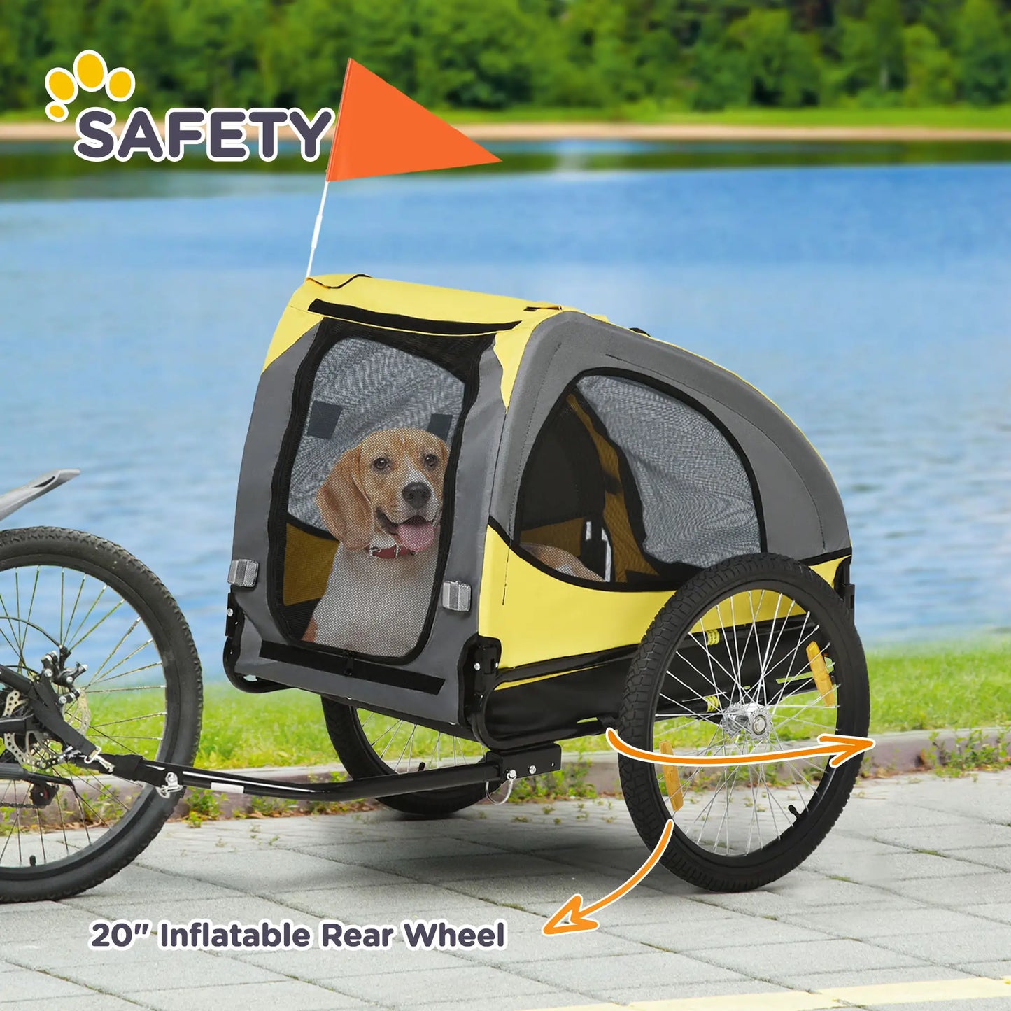 Dog Bike Trailer, Hitch Coupler, Quick Release Wheels, Medium, Yellow Dog Bike Trailers & Strollers at Gallery Canada