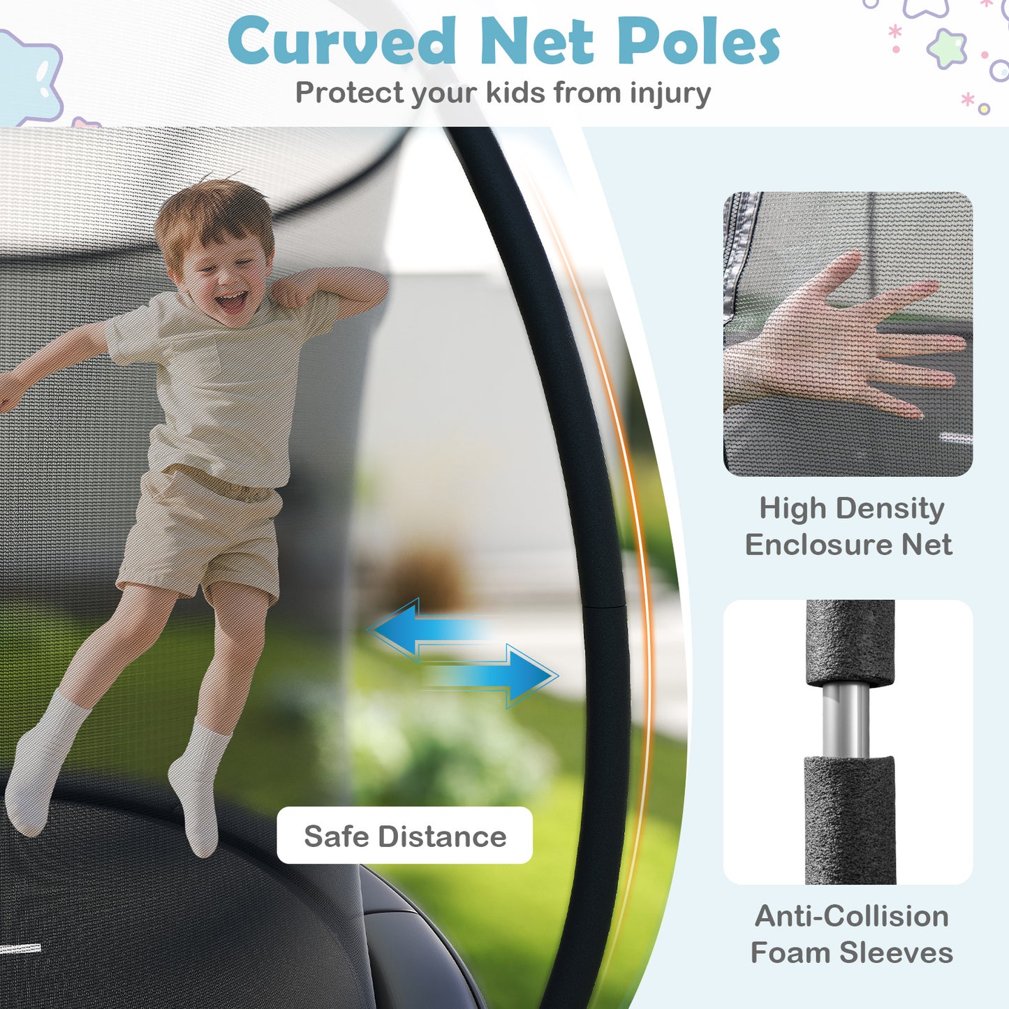 12FT Outdoor Trampoline Heavy-Duty Recreational Trampoline with Safety Enclosure Net, Black Trampolines at Gallery Canada