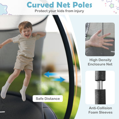 12FT Outdoor Trampoline Heavy-Duty Recreational Trampoline with Safety Enclosure Net, Black Trampolines at Gallery Canada