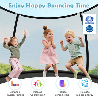 12FT Outdoor Trampoline Heavy-Duty Recreational Trampoline with Safety Enclosure Net, Black Trampolines at Gallery Canada