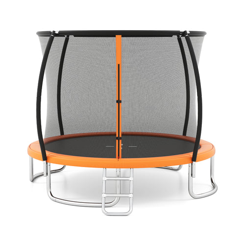 12FT Outdoor Trampoline Heavy-Duty Recreational Trampoline with Safety Enclosure Net, Orange