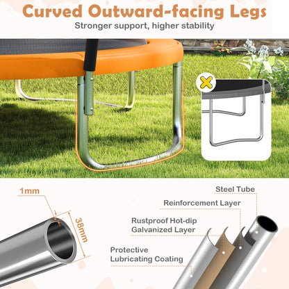 12FT Outdoor Trampoline Heavy-Duty Recreational Trampoline with Safety Enclosure Net, Orange Trampolines at Gallery Canada