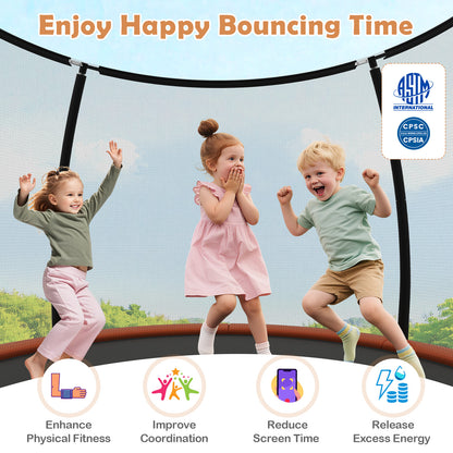 12FT Outdoor Trampoline Heavy-Duty Recreational Trampoline with Safety Enclosure Net, Orange Trampolines at Gallery Canada
