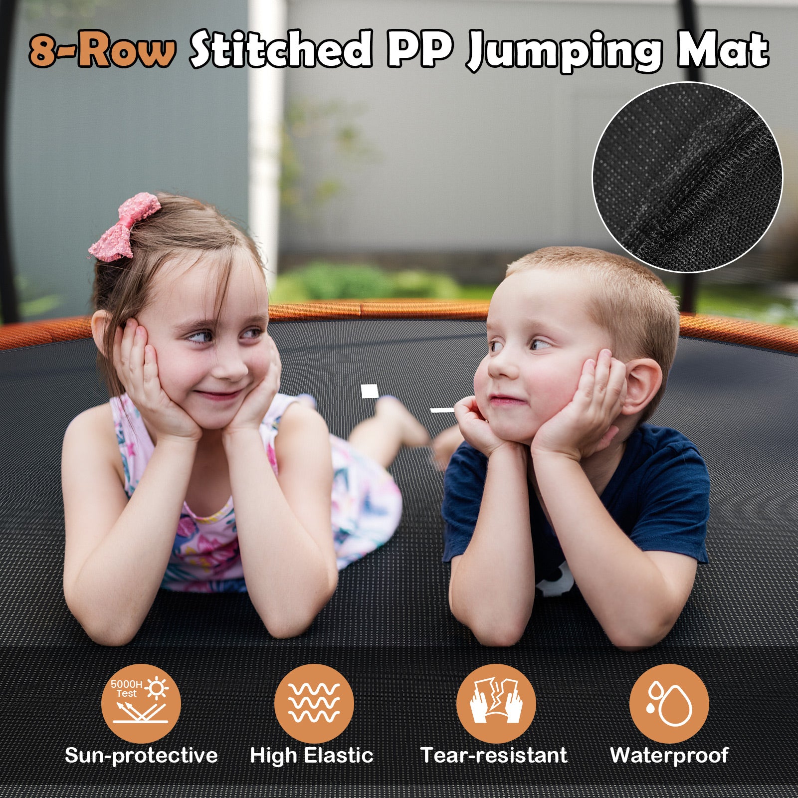 12FT Outdoor Trampoline Heavy-Duty Recreational Trampoline with Safety Enclosure Net, Orange Trampolines at Gallery Canada
