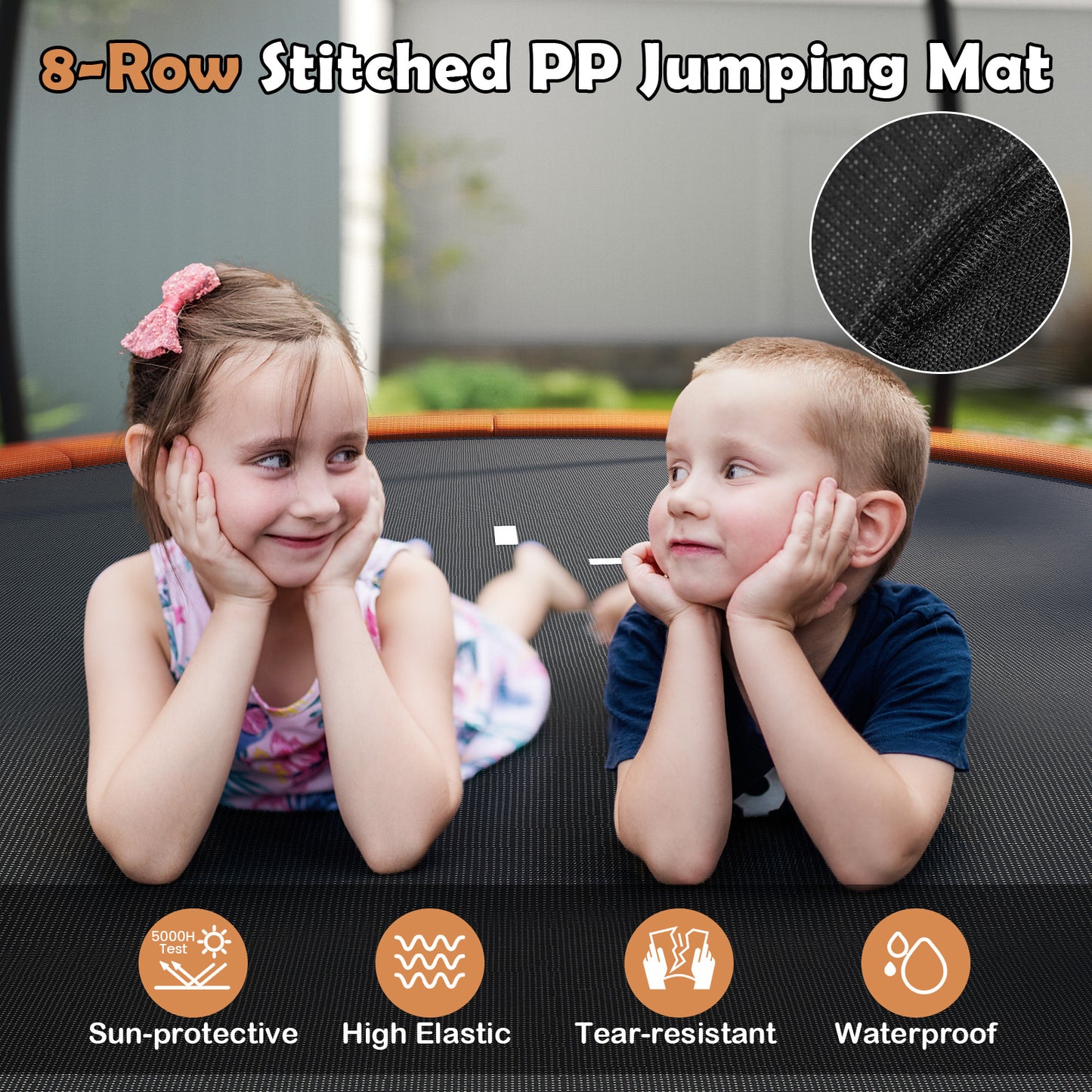 12FT Outdoor Trampoline Heavy-Duty Recreational Trampoline with Safety Enclosure Net, Orange Trampolines at Gallery Canada