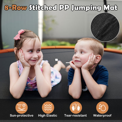 12FT Outdoor Trampoline Heavy-Duty Recreational Trampoline with Safety Enclosure Net, Orange Trampolines at Gallery Canada