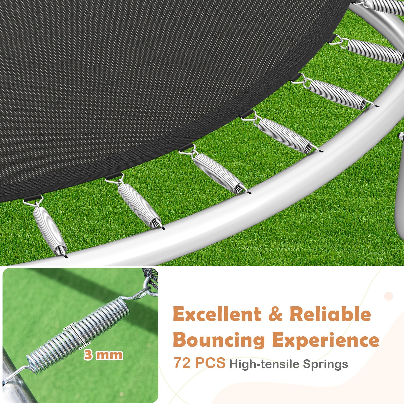12FT Outdoor Trampoline Heavy-Duty Recreational Trampoline with Safety Enclosure Net, Orange Trampolines at Gallery Canada