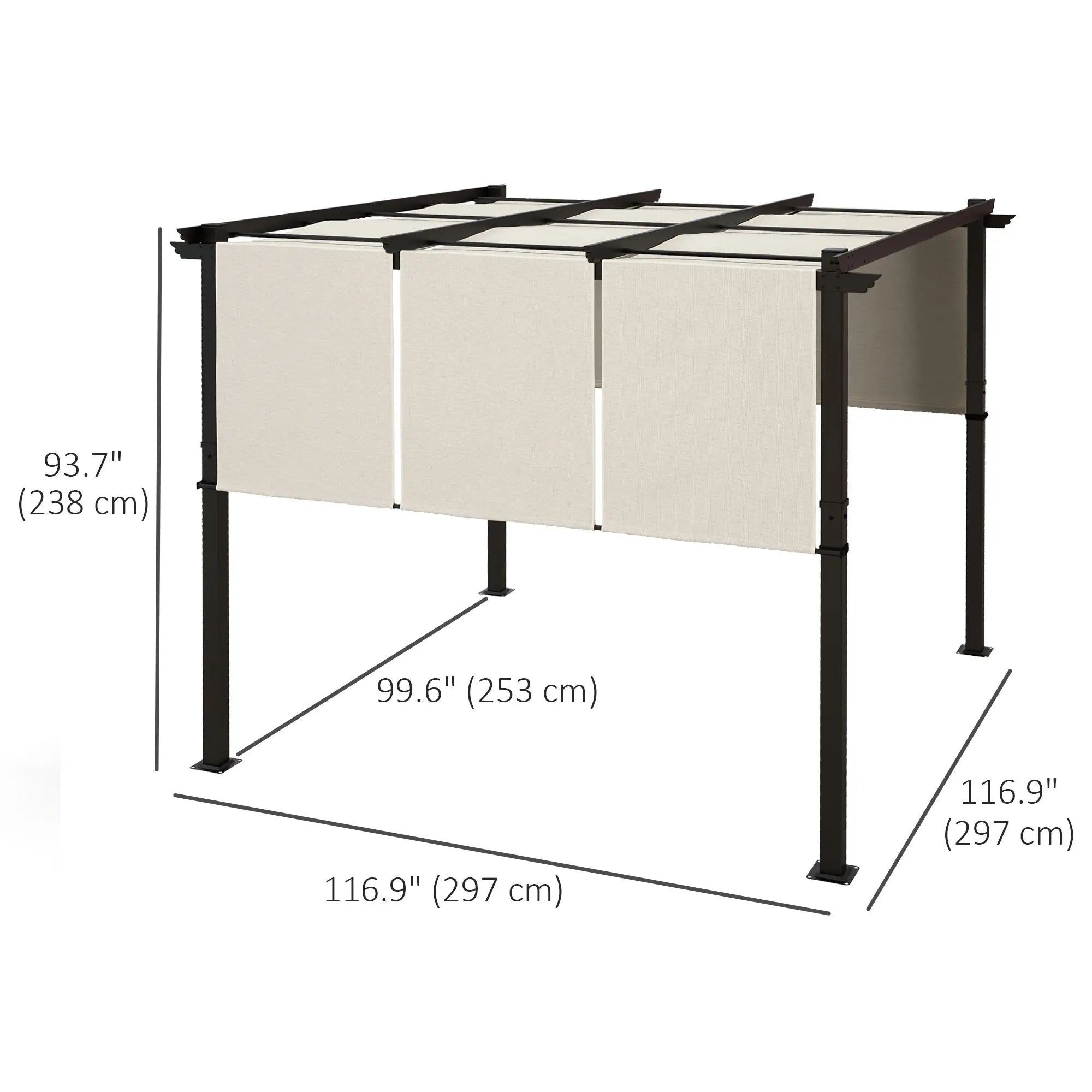 10' x 10' Metal Pergola, Retractable Canopy, Garden, Patio, Backyard Pergolas at Gallery Canada