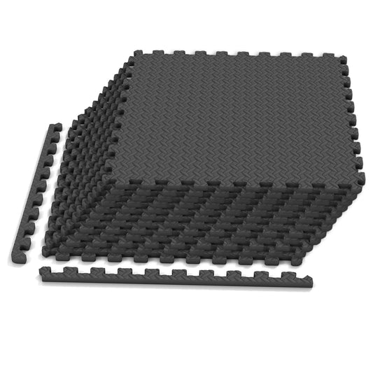 12 Tiles, 1/2 Inch Puzzle Exercise Floor Mats, Black Yoga Accessories Black at Gallery Canada