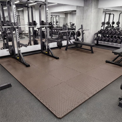 12 Tiles 1/2" Puzzle Exercise Mats, Brown