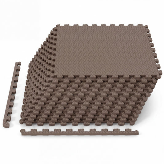 12 Tiles 1/2" Puzzle Exercise Mats, Brown Yoga Accessories Brown at Gallery Canada