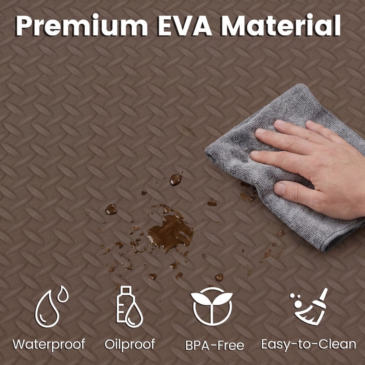 12 Tiles 1/2" Puzzle Exercise Mats, Brown