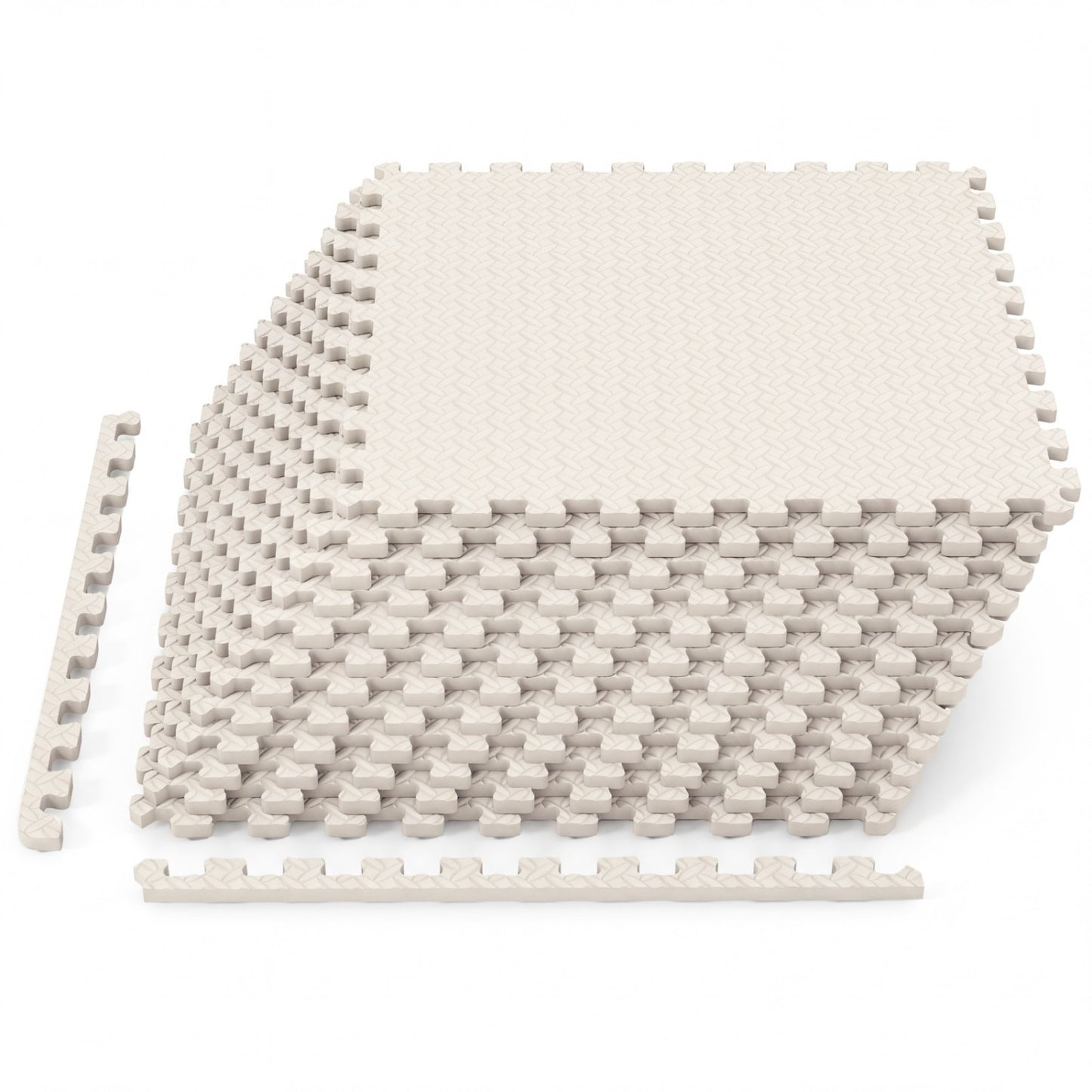 12 Tiles 1/2" Puzzle Exercise Floor Mats, Beige