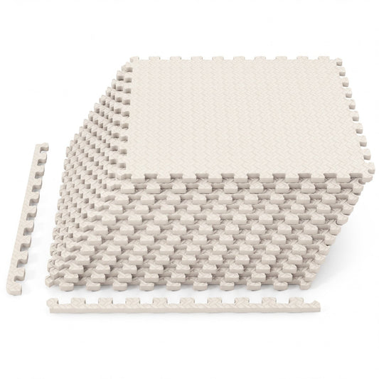 12 Tiles 1/2" Puzzle Exercise Floor Mats, Beige Yoga Accessories Beige at Gallery Canada