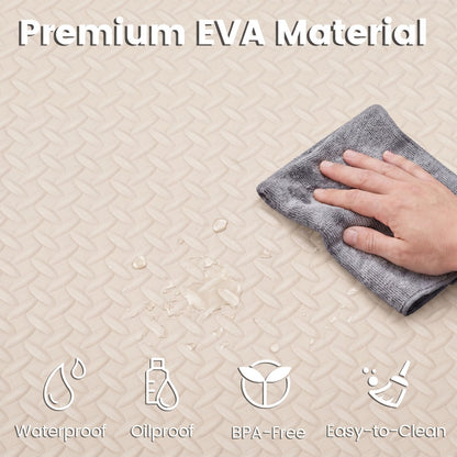 12 Tiles 1/2" Puzzle Exercise Floor Mats, Beige
