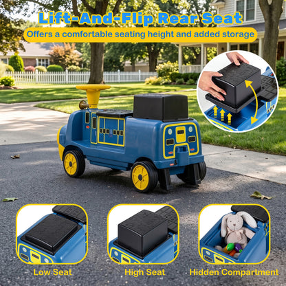 12V 2-Seater Kids Ride on Train with Height Adjustable Seat and Music Licensed Chuggington, Blue Powered Ride On Toys at Gallery Canada