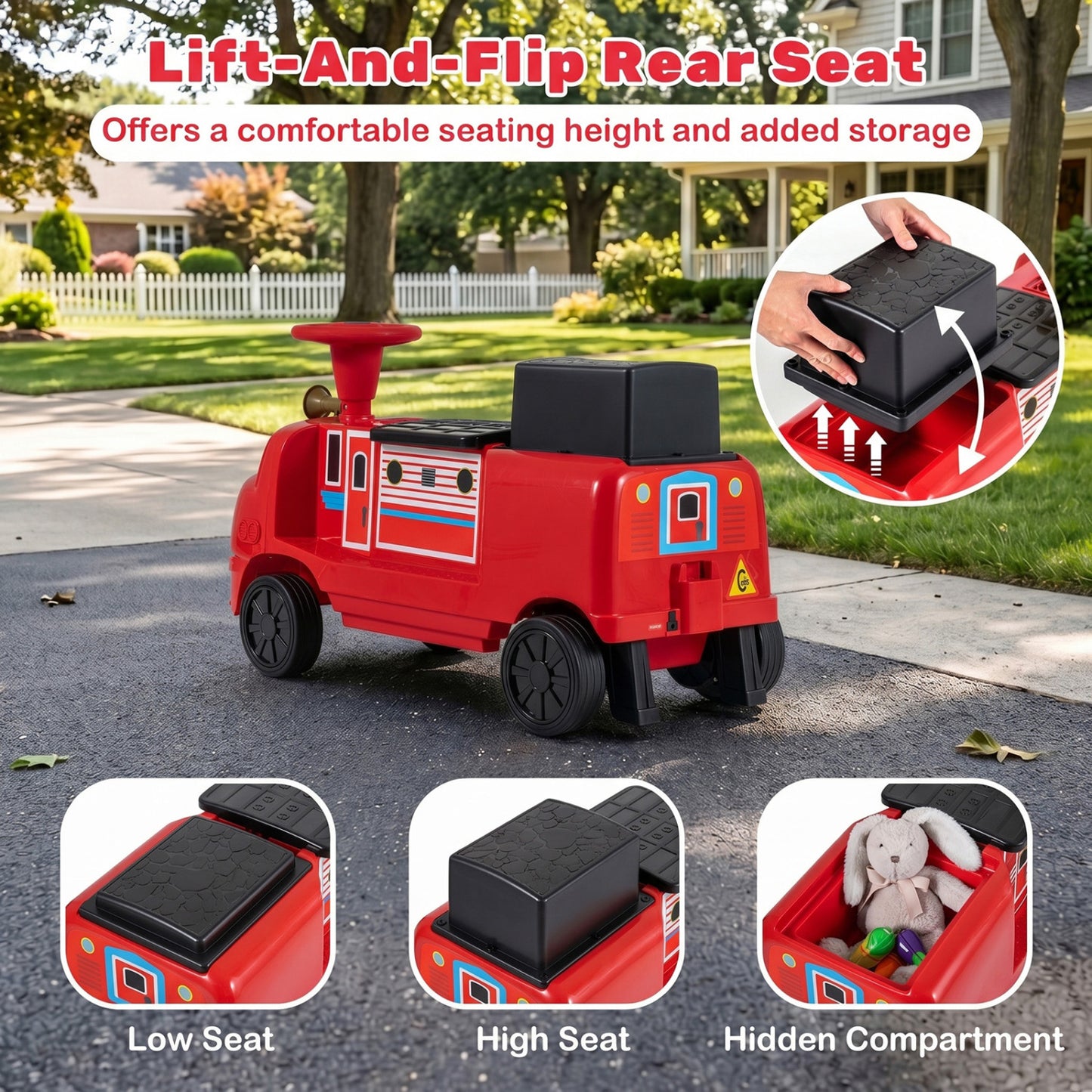 12V 2-Seater Kids Ride on Train with Height Adjustable Seat and Music Licensed Chuggington, Red Powered Ride On Toys at Gallery Canada