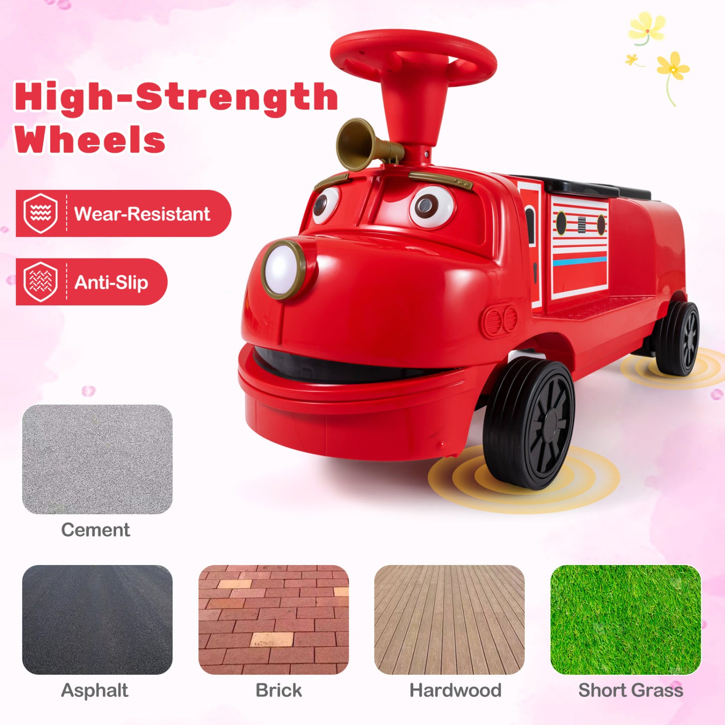 12V 2-Seater Kids Ride on Train with Height Adjustable Seat and Music Licensed Chuggington, Red Powered Ride On Toys at Gallery Canada