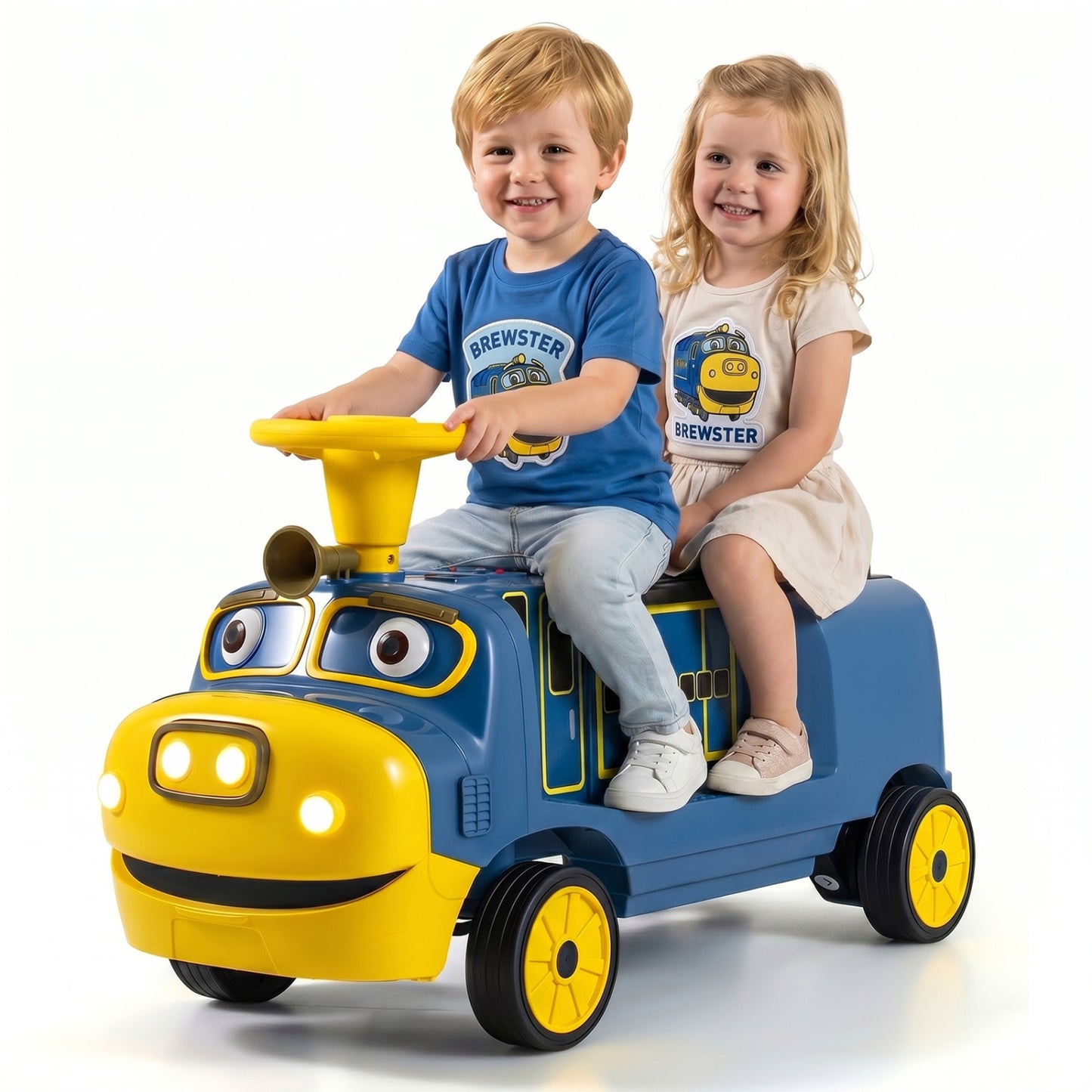 12V 2-Seater Kids Ride on Train with Height Adjustable Seat and Music Licensed Chuggington, Blue Powered Ride On Toys at Gallery Canada