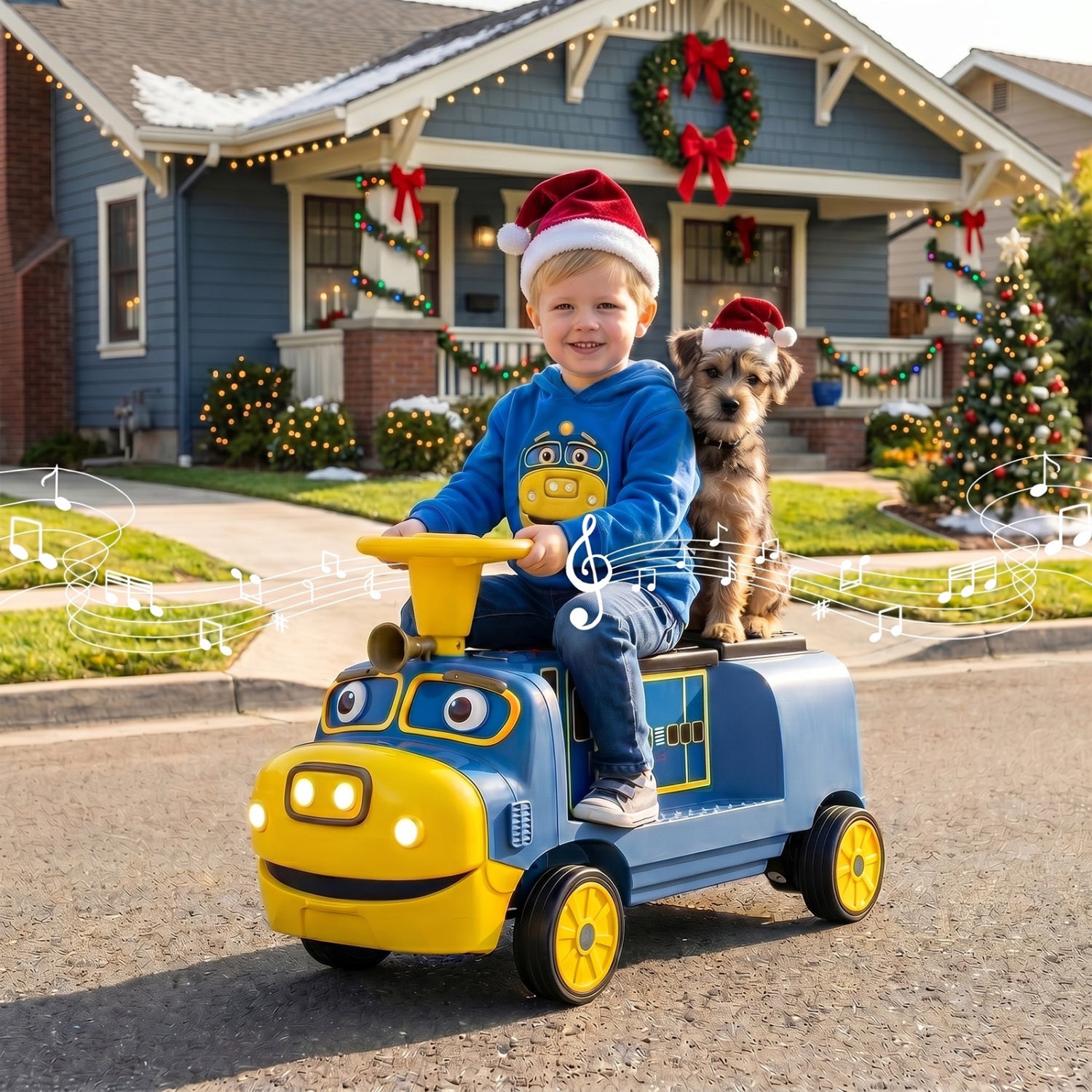 12V 2-Seater Kids Ride on Train with Height Adjustable Seat and Music Licensed Chuggington, Blue Powered Ride On Toys at Gallery Canada