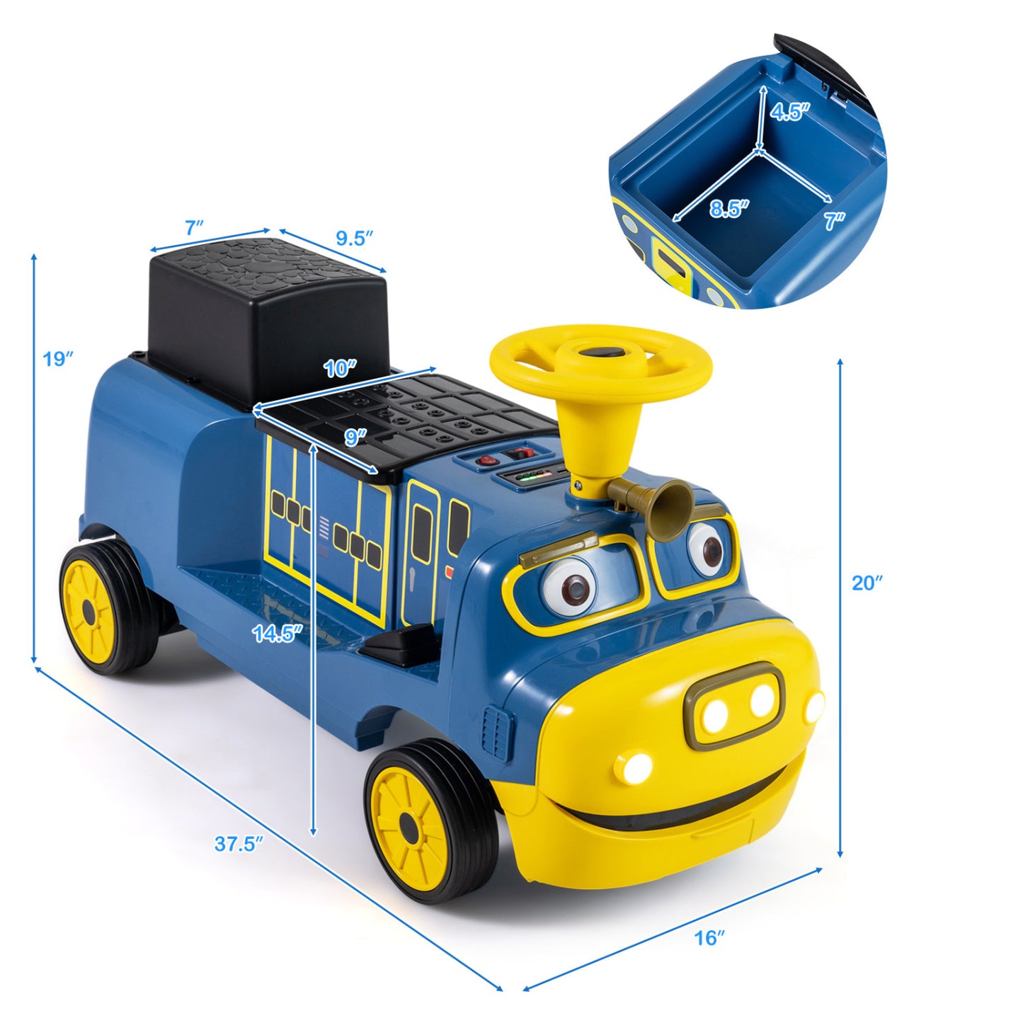 12V 2-Seater Kids Ride on Train with Height Adjustable Seat and Music Licensed Chuggington, Blue Powered Ride On Toys at Gallery Canada