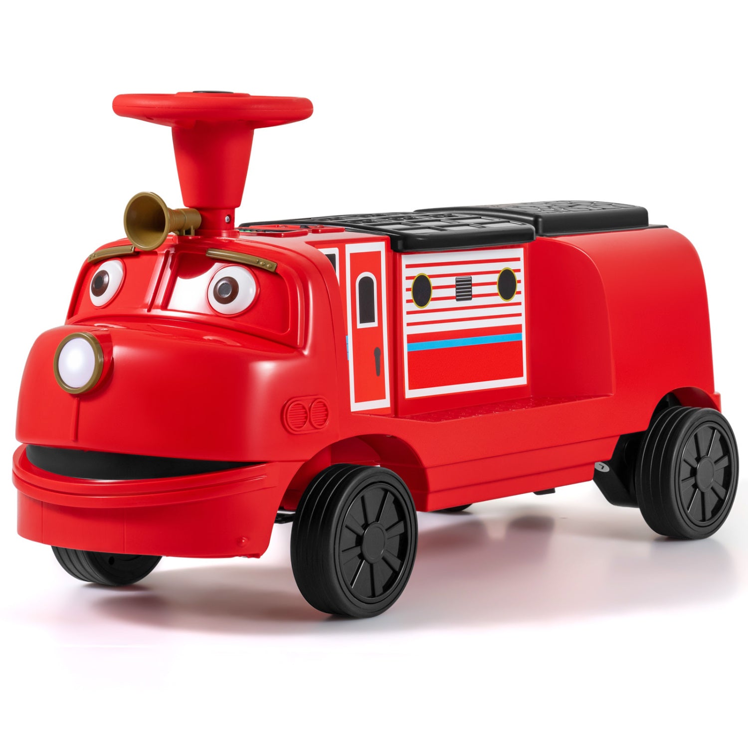 12V 2-Seater Kids Ride on Train with Height Adjustable Seat and Music Licensed Chuggington, Red Powered Ride On Toys Red at Gallery Canada