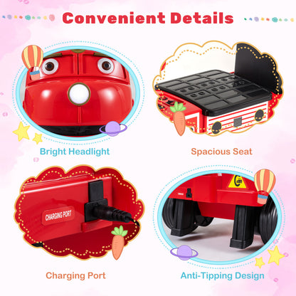 12V 2-Seater Kids Ride on Train with Height Adjustable Seat and Music Licensed Chuggington, Red Powered Ride On Toys at Gallery Canada