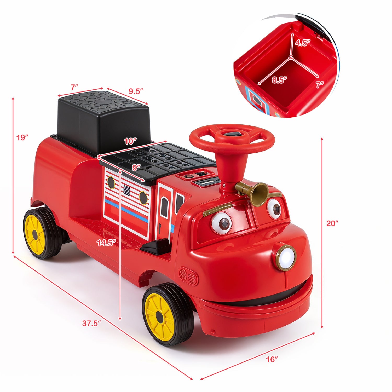 12V 2-Seater Kids Ride on Train with Height Adjustable Seat and Music Licensed Chuggington, Red Powered Ride On Toys at Gallery Canada