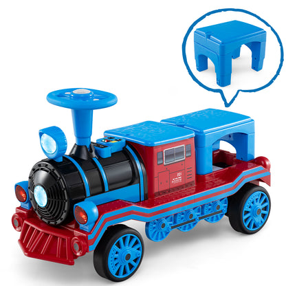 12V 2-Seater Ride on Toy with Train Whistle and Removable Chair, Blue Powered Ride On Toys Blue at Gallery Canada