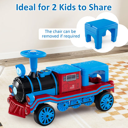 12V 2-Seater Ride on Toy with Train Whistle and Removable Chair, Blue Powered Ride On Toys at Gallery Canada