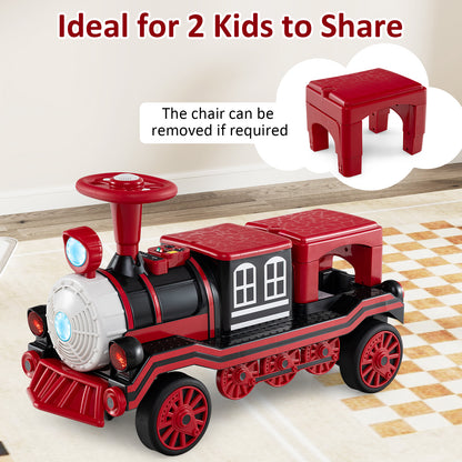 12V 2-Seater Ride on Toy with Train Whistle and Removable Chair, Red Powered Ride On Toys at Gallery Canada