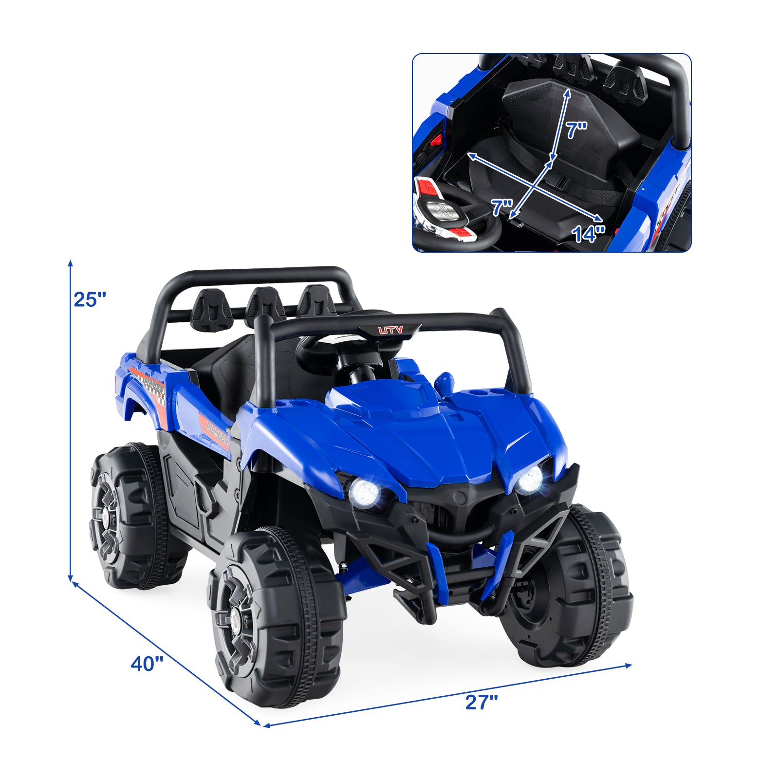 12V Battery Powered Electric Vehicle with Remote Control and 3 Speeds, Blue Powered Ride On Toys at Gallery Canada