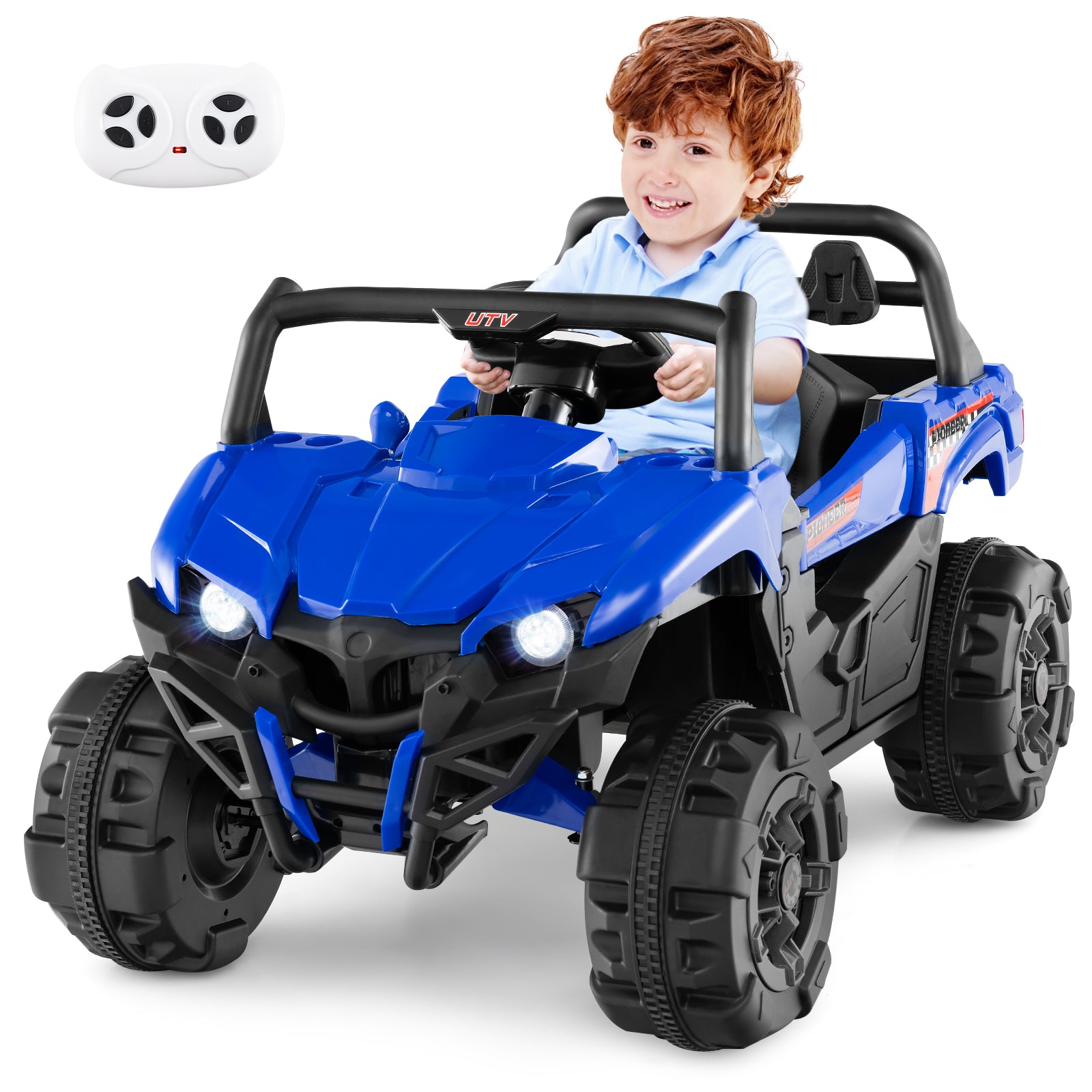 12V Battery Powered Electric Vehicle with Remote Control and 3 Speeds, Blue Powered Ride On Toys at Gallery Canada