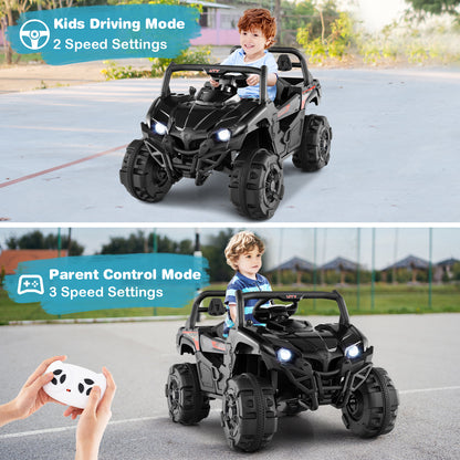 12V Battery Powered Electric Vehicle with Remote Control and 3 Speeds, Black Powered Ride On Toys at Gallery Canada