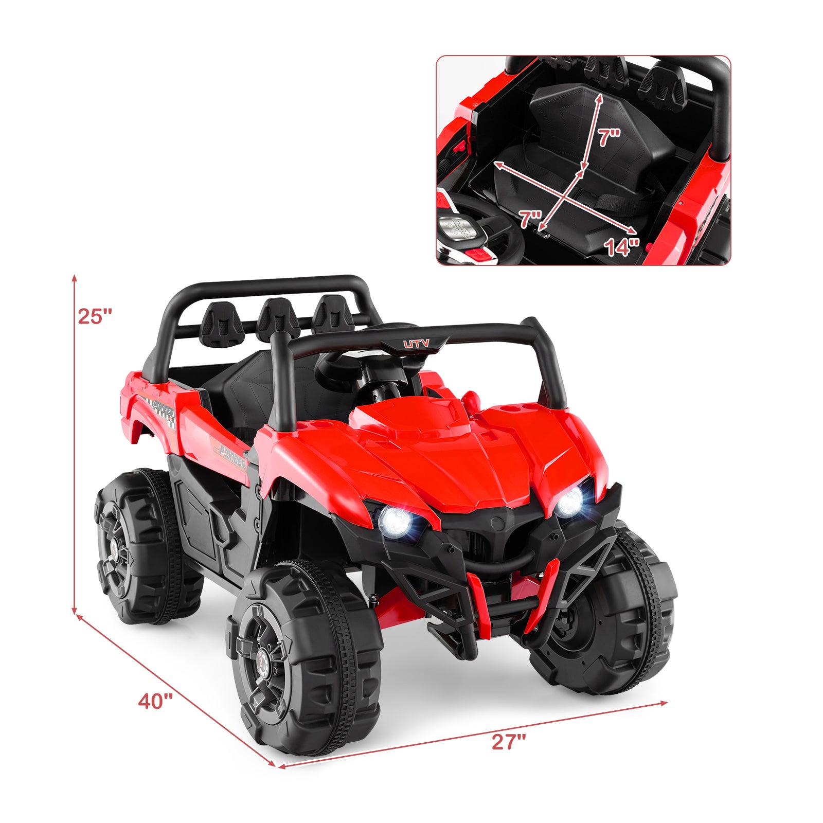 12V Battery Powered Electric Vehicle with Remote Control and 3 Speeds, Red Powered Ride On Toys at Gallery Canada