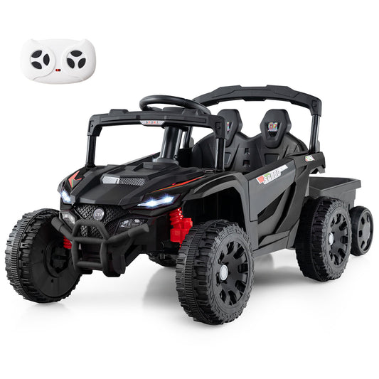 12V Battery Ride On Tractor With Remote Control, Black Powered Ride On Toys Black at Gallery Canada