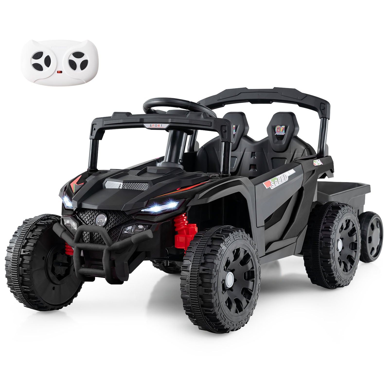12V Battery Ride On Tractor With Remote Control, Black Powered Ride On Toys at Gallery Canada