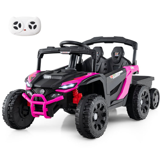12V Battery Powered Ride On Tractor with Parent Remote Control-MH, Black & Pink