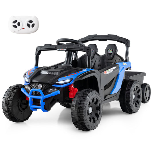 12V Battery Powered Ride On Tractor with Parent Remote Control-NY, Black & Blue Powered Ride On Toys Black & Blue at Gallery Canada