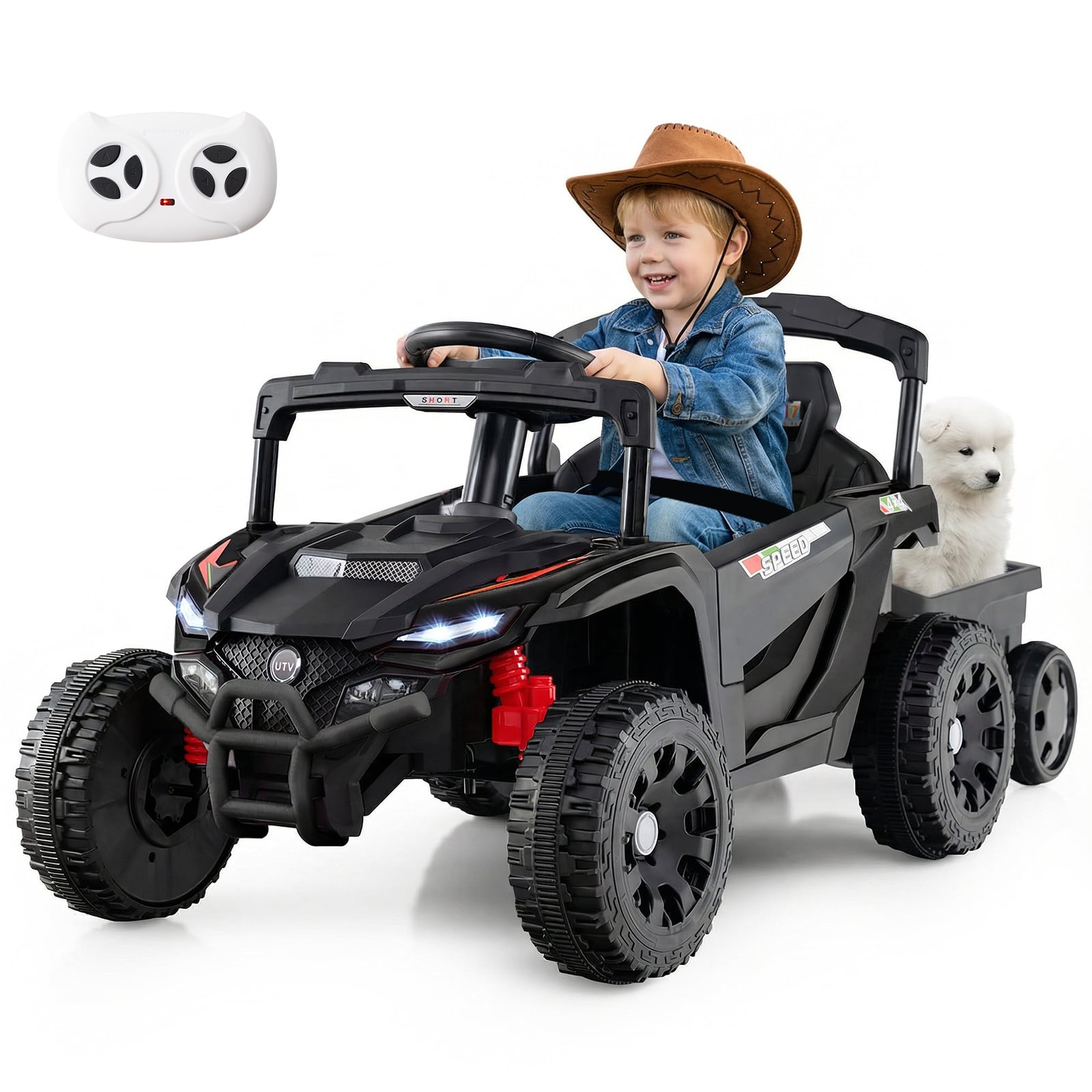 12V Battery Ride On Tractor With Remote Control, Black Powered Ride On Toys at Gallery Canada