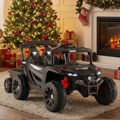 12V Battery Ride On Tractor With Remote Control, Black Powered Ride On Toys at Gallery Canada
