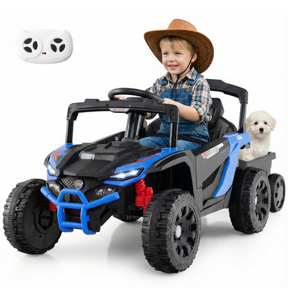 12V Battery Powered Ride On Tractor with Parent Remote Control-NY, Black & Blue Powered Ride On Toys at Gallery Canada
