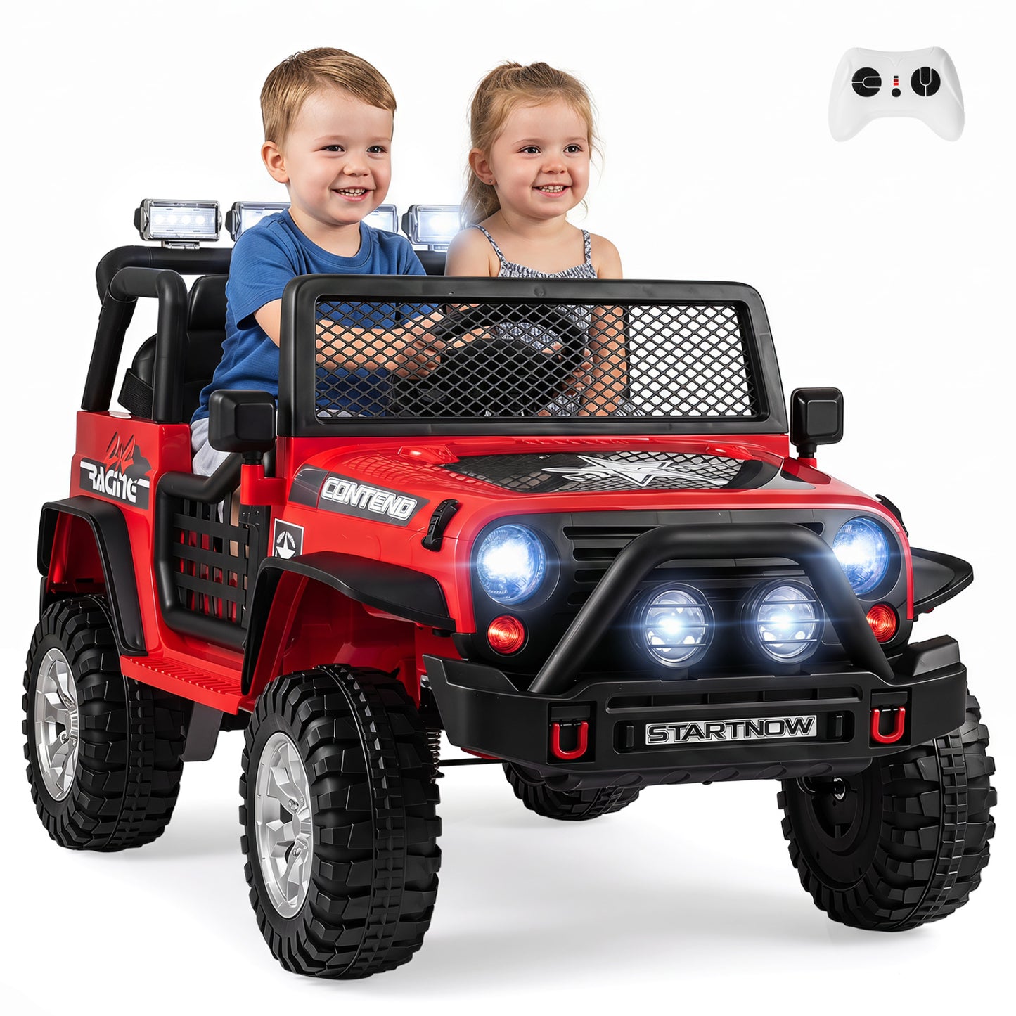 12V Electric 2-Seater Kids Ride On Car with Remote, Red