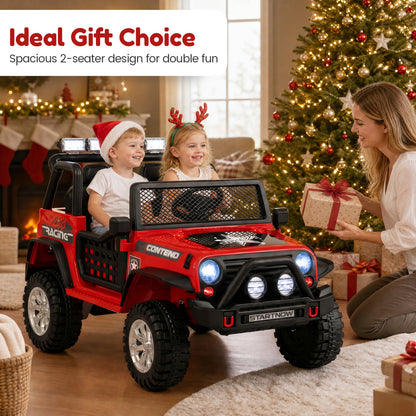 12V Electric 2-Seater Kids Ride On Car with Remote, Red