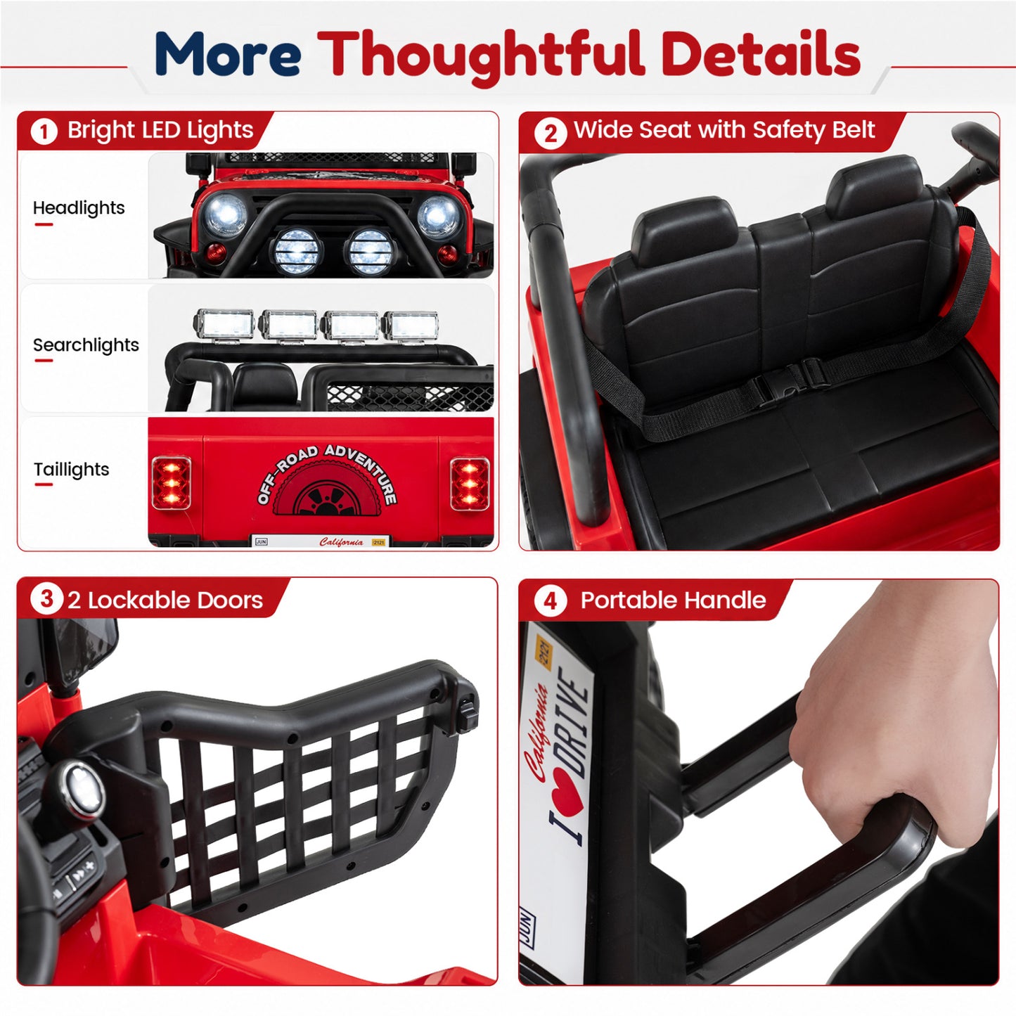 12V Electric 2-Seater Kids Ride On Car with Remote, Red
