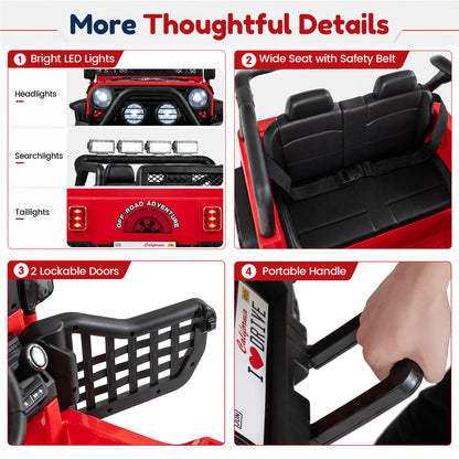 12V Electric 2-Seater Kids Ride On Car with Remote, Red