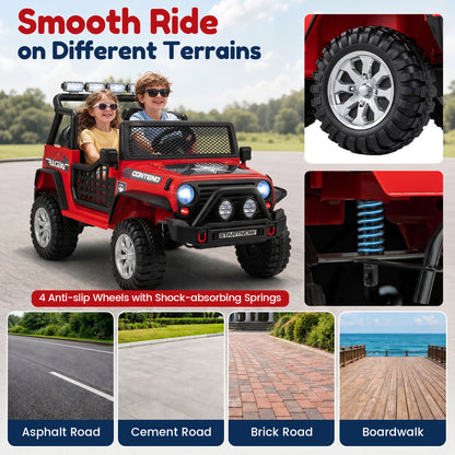 12V Electric 2-Seater Kids Ride On Car with Remote, Red