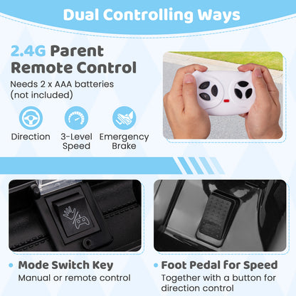 12V Electric Kids Ride on Truck with Remote Control and Music, Black Powered Ride On Toys at Gallery Canada